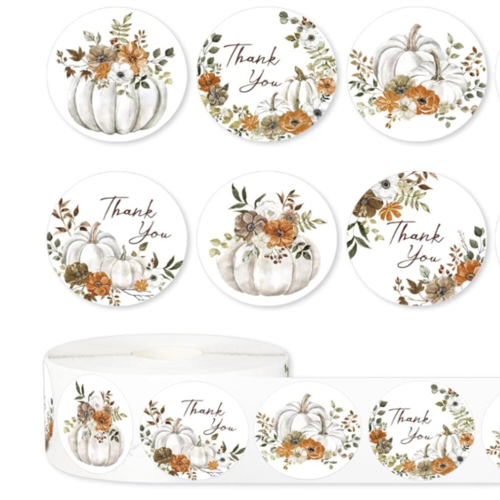 1000 Pumpkin Thank You Stickers NWT - Picture 2 of 6